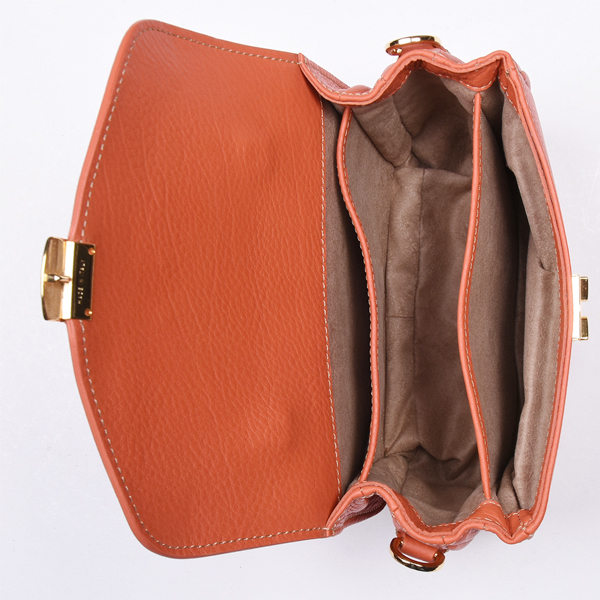 O BAG 9215 WOMEN'S BAG ORANGE COL. BROWN HANDLES WITH REMOVABLE BAG